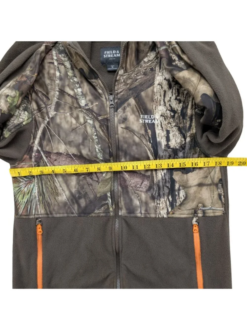 Field Stream Mossy Oak Jacket Boys Green Camo Full Zip Hooded Hunting Size XL